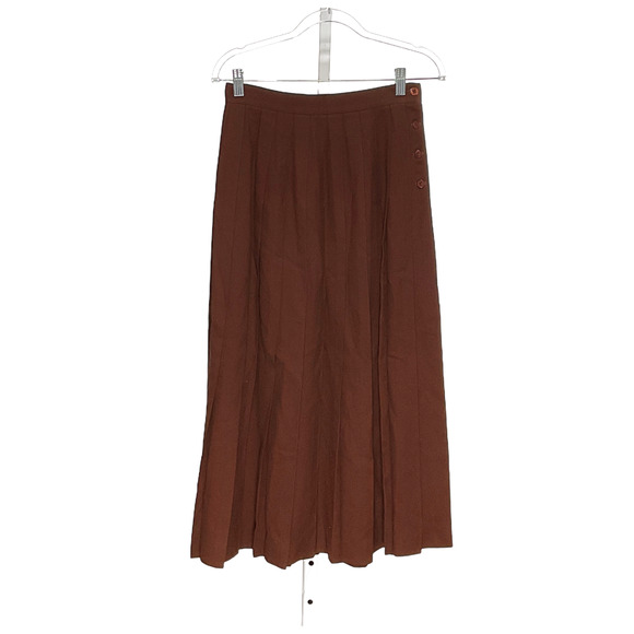 Talbots Brown Wool Pleated Skirt - Picture 1 of 6